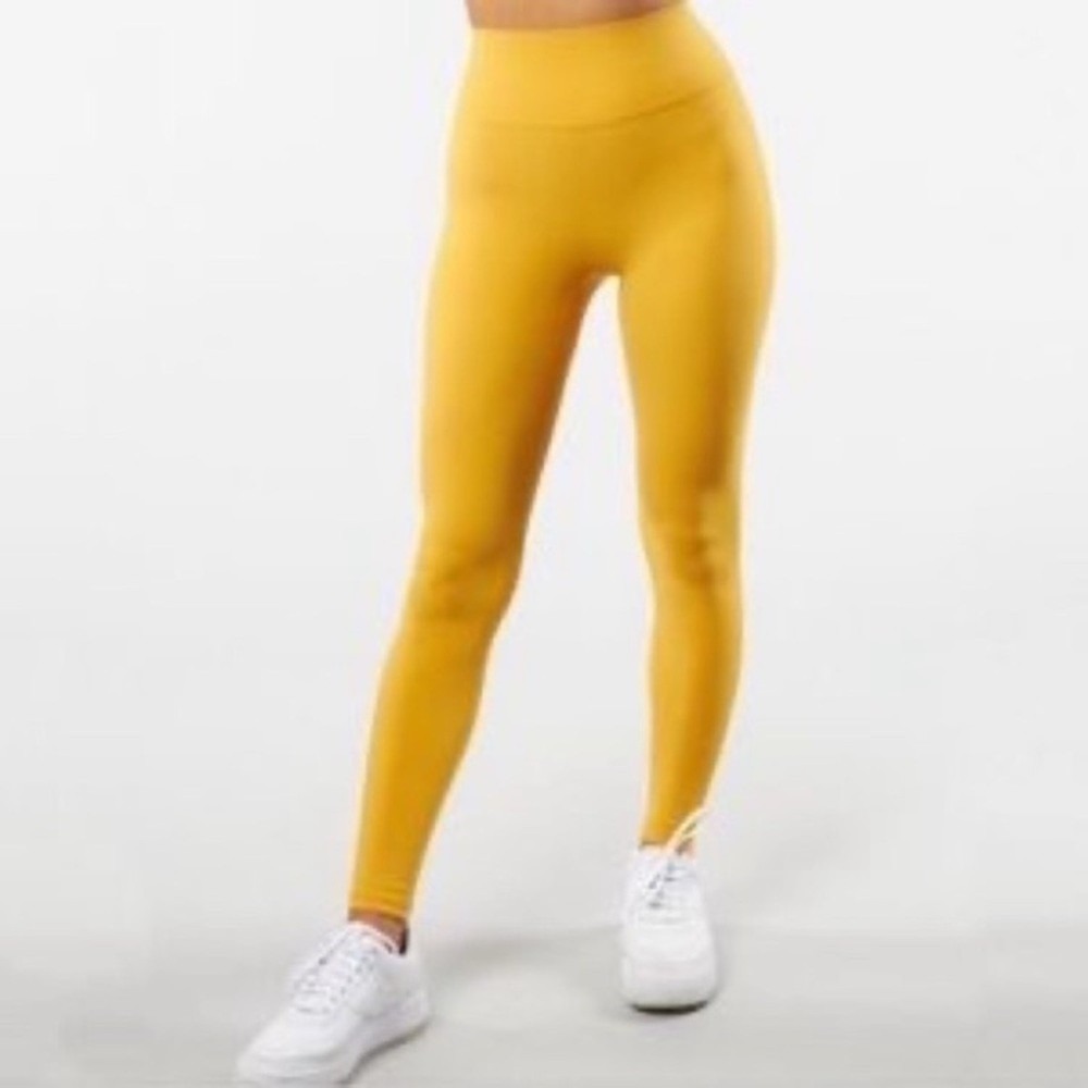 Buffbunny Collection Leggings Womens XL Mustard Yellow High Waisted Performance